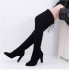 Wish AliExpress European and American autumn and winter plus size knee high boots high heels round toe frosted zipper women's boots size 42 43