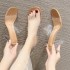 Women's outdoor slippers with thick heels, summer high heels, transparent straight slippers, crystal heels, semi slippers, and slippers