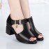 2020 Summer New Fish Mouth Fashion Casual Mom Coarse Heel Buckle Sandals Women's Large Mom Sandals Women's Shoes