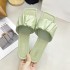 Flat heeled slippers for women, new summer 2020 Korean version, fashionable pleated sandals, square headed fairy style one-piece slippers