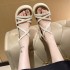 Thick soled sponge sandals for women in the summer of 2024, new Korean version, small cross thin strap, high-heeled Roman shoes