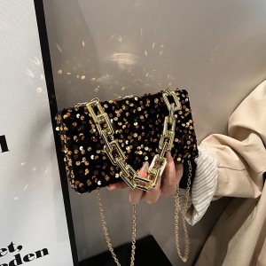 Bags personalized sequin small bag 2024 new European and American fashionable retro texture single shoulder women's box bag