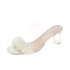 2022 new Korean version fairy style transparent thick heel straight square head pleated cool slippers summer high heels slippers for women