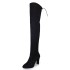 Wish AliExpress European and American autumn and winter plus size knee high boots high heels round toe frosted zipper women's boots size 42 43