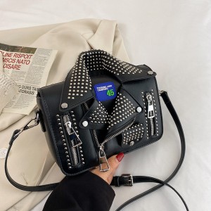 PU foreign trade personality funny jacket bag 2024 super Korean version fashionable rivet trend single shoulder crossbody small square bag for women