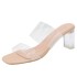 Cold slippers for outdoor wear, thick heels for summer 2020, high heels, transparent one-piece slippers, crystal heels, semi slippers, women's cold slippers