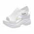 Popular summer new knitted fish mouth shoes with fairy style sponge sole, high heels with flying weave slope heel, thick soled sports women's sandals