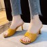 Popular summer new style one character diamond grid French sandals for women wearing square toe high heels, slim heels, and half platform sandals