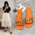 2021 Summer New Internet Celebrity Flat Flat One Word Cool Slippers for Women's Outerwear Fashion Metal Buckle Retro Instagram Trend