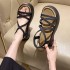 Thick soled sponge sandals for women in the summer of 2024, new Korean version, small cross thin strap, high-heeled Roman shoes