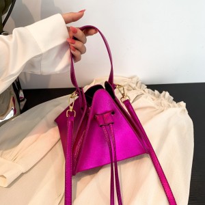 This year's popular bag new 2024 Korean version candy colored handbag ins women's crossbody splicing triangle bag pu