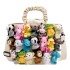 Cartoon canvas bag 2024 new soft girl cute doll funny large capacity single shoulder pleated handbag