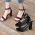 Sandals Women's Summer 2017 New Style Coarse Heel Black Student Open Toe Strap Roman High Heels Women