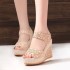 Summer wedge sandals Velcro thick soled platform sponge shoes lace hollow heel sandals for women