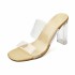 Cold slippers for outdoor wear, thick heels for summer 2020, high heels, transparent one-piece slippers, crystal heels, semi slippers, women's cold slippers