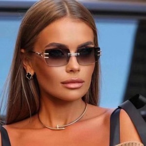 2024 New Frameless Cut Edge Sunglasses for Women's Trendy European and American INS Box Sunglasses for Women Cross border Wholesale Sunglasses