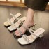 Cross border 2024 new high-heeled transparent rhinestone slippers for women's heads, sexy and versatile, plus size high-heeled shoes for women