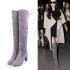 2017 autumn new long boots European and American over the knee boots pointed matte leather thick heel high-heeled boots women's long boots