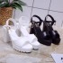 Summer 2018 New Korean version Thick Heel One Button Fish Mouth Sandals Waterproof Platform Versatile Ultra High Heel Thick Bottom Women's Shoes