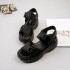 Sandals, women's beach shoes, sloping heels, simple Velcro, high heels, Roman casual shoes for women