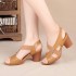 2022 New Mid heeled Sandals for Women's Summer Fish Mouth Set, Thick Heels, Simple Colors, Middle aged and Elderly Mom's Shoes