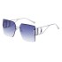 2024 New European and American Fashion Diamond Edged Frameless Sunglasses for Women's Luxury, Large Frame Sunglasses