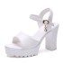 Summer 2018 New Korean version Thick Heel One Button Fish Mouth Sandals Waterproof Platform Versatile Ultra High Heel Thick Bottom Women's Shoes