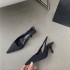 French high heels, black temperament, toe cap sandals, fairy shoes, 2023 new spring/summer season, slim heel pointed single shoes