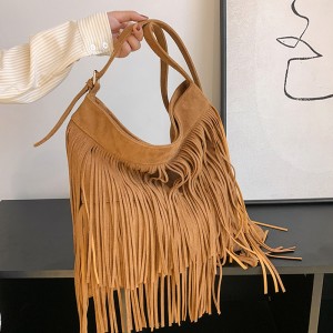 Bag 2024 New Korean Fashion Tassel Shoulder Bag Instagram Internet Celebrity Large Capacity Crossbody Retro Matte Bag for Women