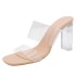 Cold slippers for outdoor wear, thick heels for summer 2020, high heels, transparent one-piece slippers, crystal heels, semi slippers, women's cold slippers