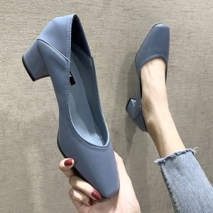 2020 new autumn style two in one women's shoes, sneakers, mid heel, thick heel, high heels, square toe, shallow mouth, grandma shoes, women's shoes