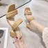 2021 Summer New Knitted Roman Slippers Women's Bohemian Ethnic Style Large Size Coarse Heel Women's Shoes Trendy