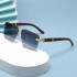 Frameless sliced sunglasses for men's foreign trade sunscreen imitation wood grain sunglasses legs large square sunglasses for women's trendy shapes