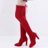 Wish AliExpress European and American autumn and winter plus size knee high boots high heels round toe frosted zipper women's boots size 42 43