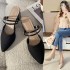 Sharp toe toe, thick heel, cool slippers, half drag sandals, women's summer 2023 new breathable fabric for outdoor wear