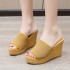 Slippers women's fashionable outerwear 2022 summer new item women's slope heel cool mop thick sole high heels sponge bottom straight mop