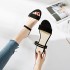 One shoe, two women's sandals, summer 2018 new Korean version, thick heel, middle heel, straight strap, Roman style exterior, chic fairy women's shoes