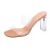 Women's outdoor slippers with thick heels, summer high heels, transparent straight slippers, crystal heels, semi slippers, and slippers