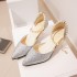 Summer New Women's Sandals Pointed Korean Fashion Glitter High Heels Women's Beaded Sandals Trendy