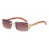 2022 New Retro Imitation Wooden Leg Sunglasses for Women, Fashionable Frameless and Diamond studded Sunglasses for Men, Trendy Box Glasses