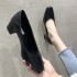 2020 new autumn style two in one women's shoes, sneakers, mid heel, thick heel, high heels, square toe, shallow mouth, grandma shoes, women's shoes