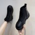 2020 Autumn New Black Handsome Martin Boots Women's Sponge Cake Thick Bottom Short Boots