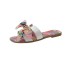 Colorful ribbon bow flat heeled flat bottomed slippers for women in summer, new style for outerwear with floral patterns, wholesale