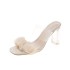 2024 new Korean version fairy style transparent thick heel straight square head pleated cool slippers summer high heels slippers for women