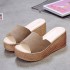 2019 Women's Summer Fashion Outerwear Slippers Korean Edition Tai Po Heel Cool Drag Thick Bottom High Heels Sponge Cake Bottom One Line Slippers