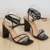 2022 Summer Large Foreign Trade Women's Shoes Sexy Square Head Strap Thin Heels Cross Strap Sandals Women's Cross Border