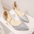 Summer New Women's Sandals Pointed Korean Fashion Glitter High Heels Women's Beaded Sandals Trendy