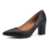 Business attire, professional high heels, women's etiquette pointed shallow mouth single shoes, matte leather, black thick heels, work shoes in size 41.42