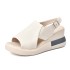 Thick soled wedge sandals for women 2021 new summer high heels fish mouth women's shoes soft leather height increasing sponge cake shoes