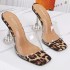 Large size crystal slippers for women's outdoor wear in Europe and America, transparent with leopard print, Hentian high cool slippers wholesale for women